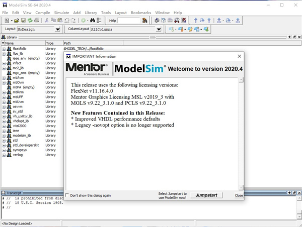 Mentor Graphics ModelSim SE 2020.4 x64 HDL语言仿真软件080130