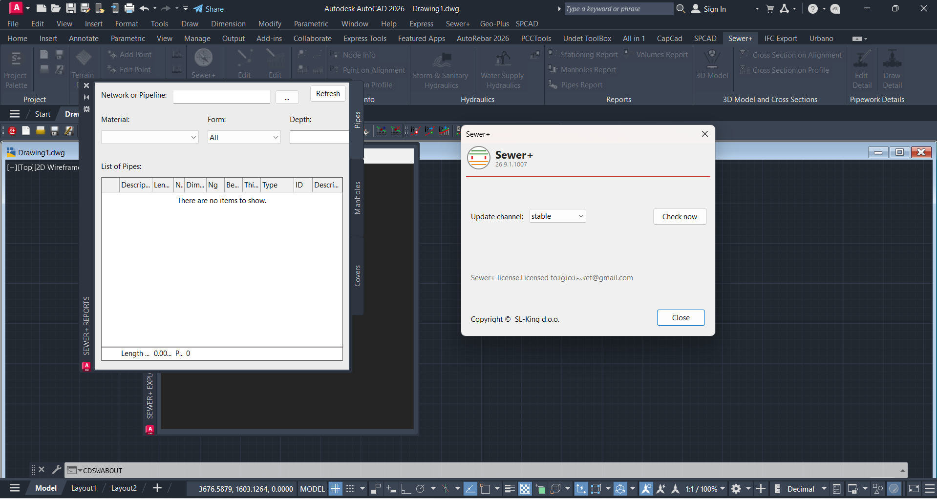 Sewer+ for AutoCAD v26.9.1.1007 加密狗版设计各类公用设施管线网络的完美工具011563