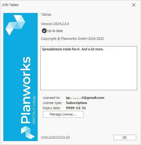Planworks Tables 2024.3.0 FOR Revit表格插件