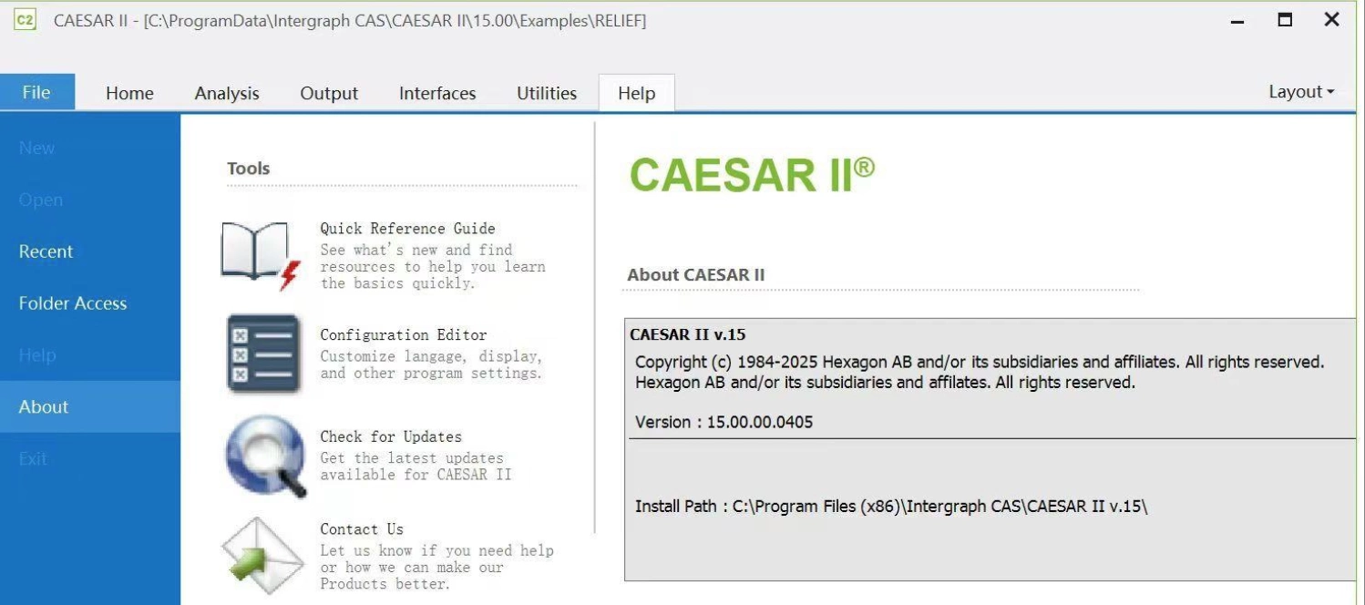 Hexagon Intergraph CAESAR II 2025 v15.0 加密狗版高级管道应力分析和工程软件 CAESAR II 15.0.0.0405 ISL