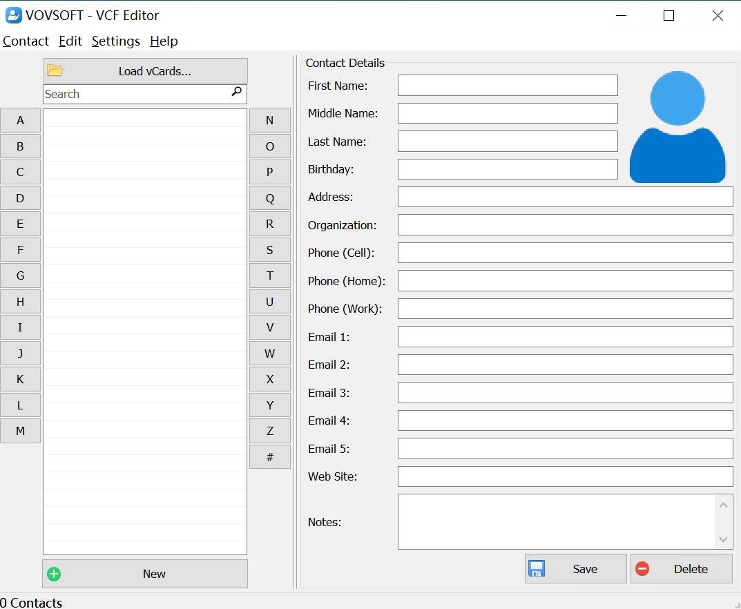 VovSoft VCF Editor 1.5 管理和编辑vCard 文件VCF 编辑工具