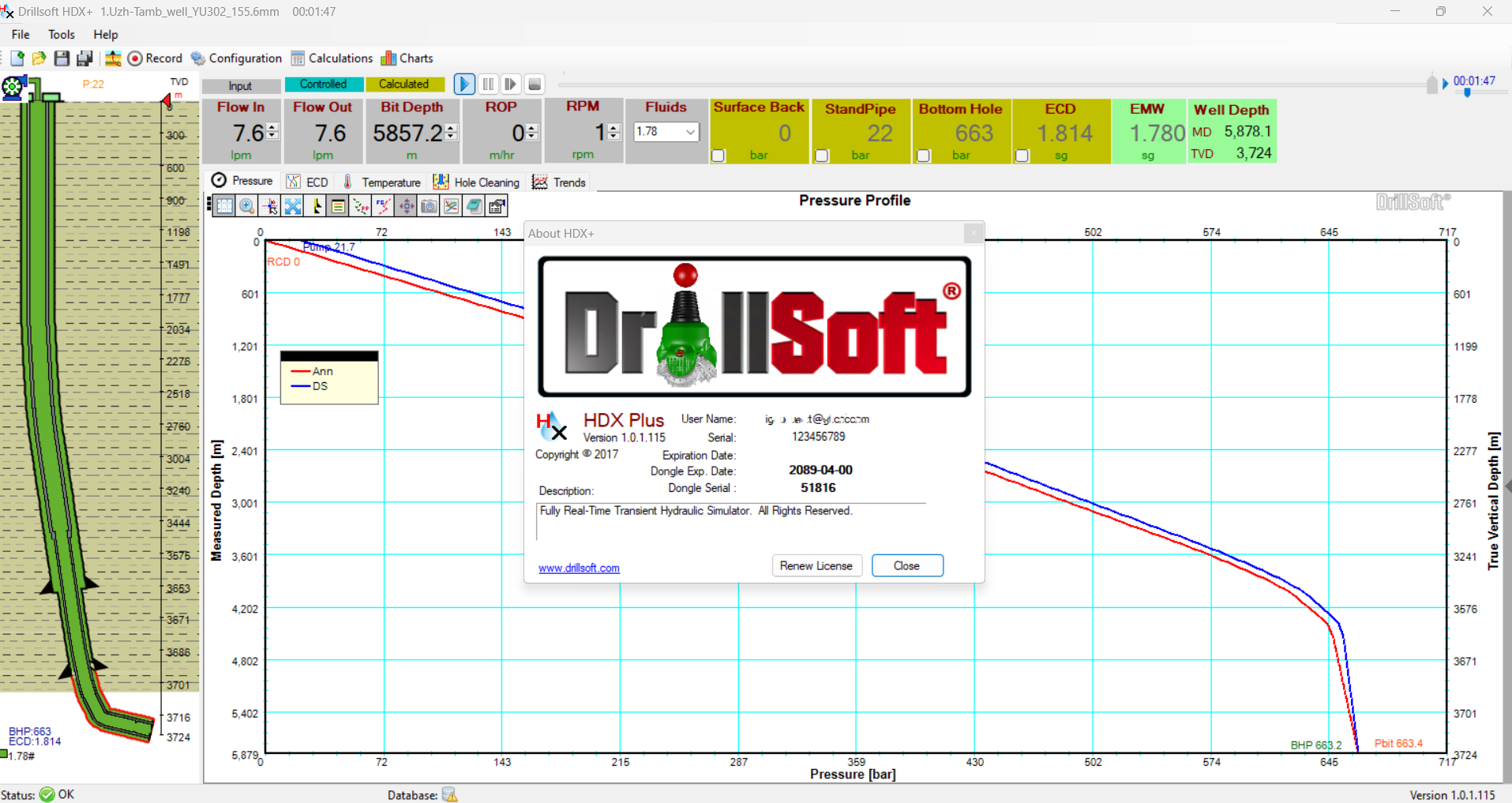 Drillsoft HDX Plus v1.0.1.115 加密狗版 单相瞬态井模型陆上及深水海上井下压力和温度水力学工具