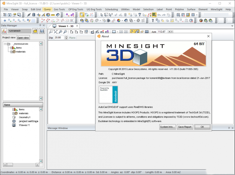 Leica Mintec MineSight v11.00-5 build 71065-395 矿物开采地质建模 软件新名称是Leica Hexagon MinePlan