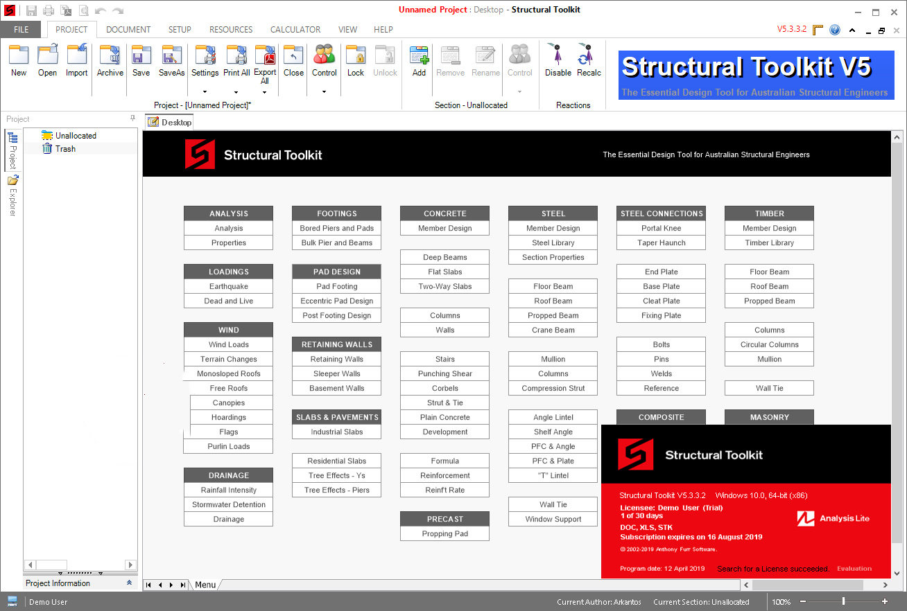 Anthony Furr Sofware Structural Toolkit v5.3.3.2 钢材砖石和混凝土构件计算结构工具包
