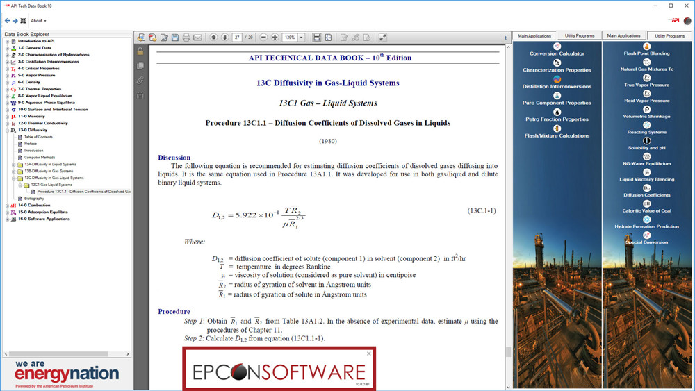 EPCON API Tech Data Book v10.0.0.61 模拟和分析流体流动油气热力学软件工具