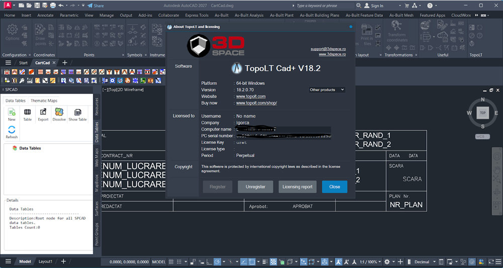 3D Space TopoLT v18.2.0.70 加密狗版 地形与管线设计插件